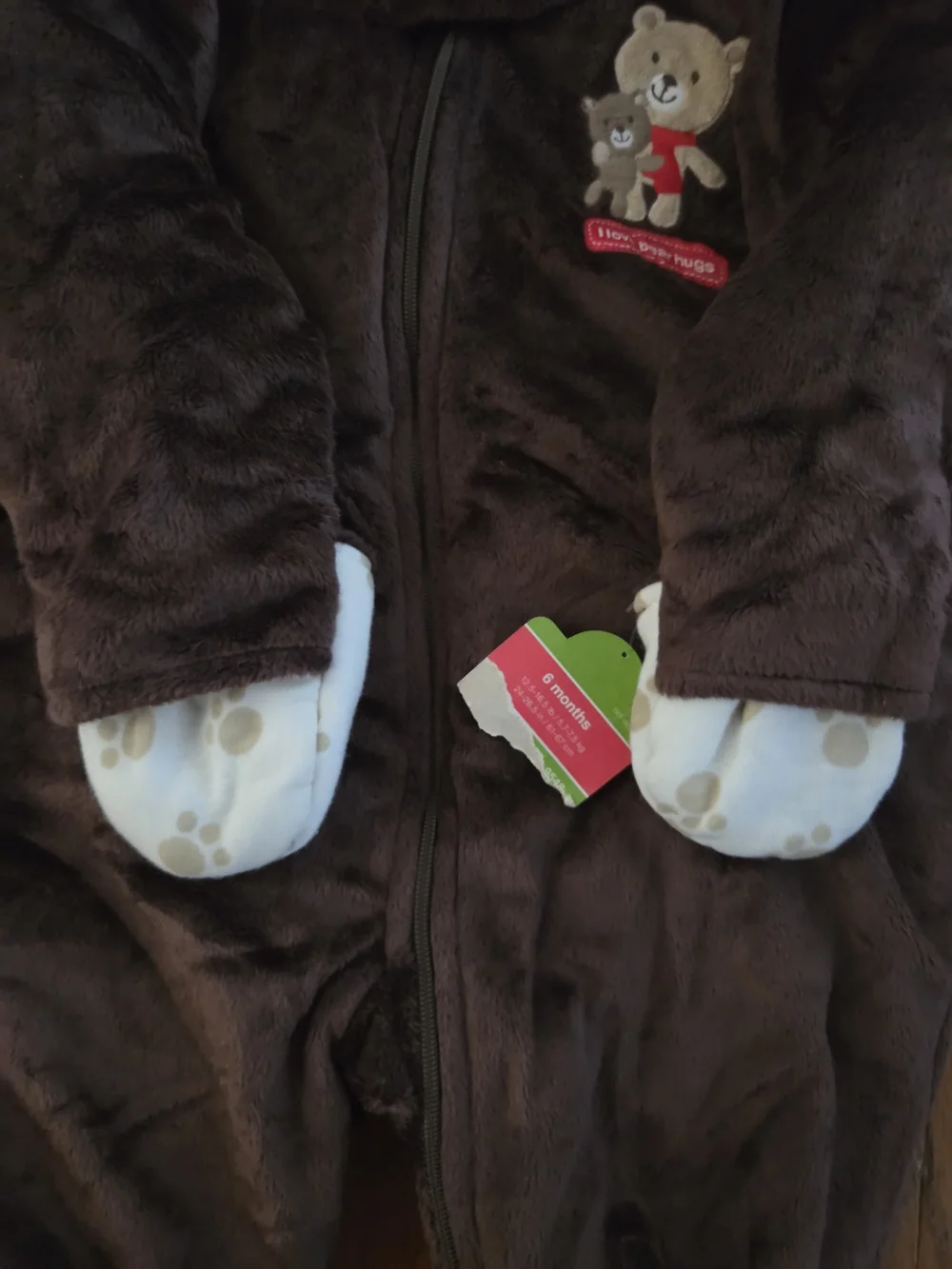 Carter's Brown Bear Plush Hooded Footed One-Piece